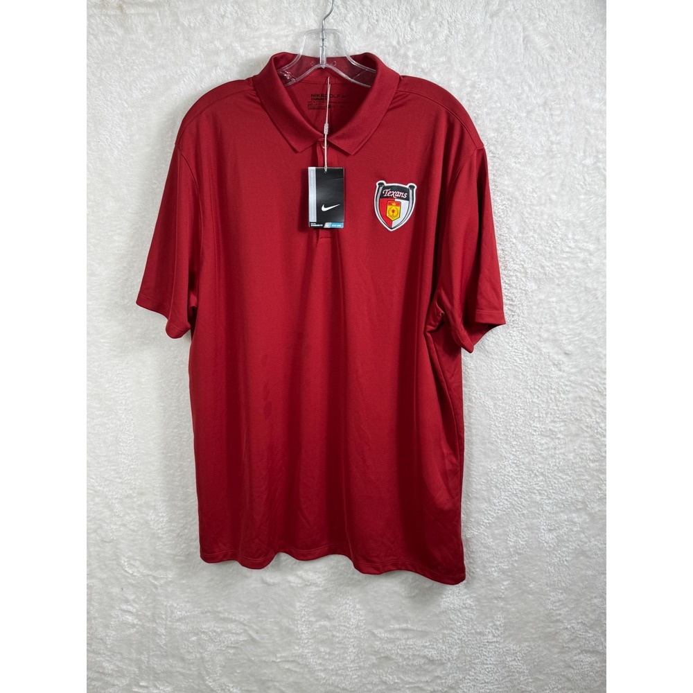 NWT Nike Golf Dri-FIT Men's‎ Red Polo Shirt Texans Soccer Logo Size XL